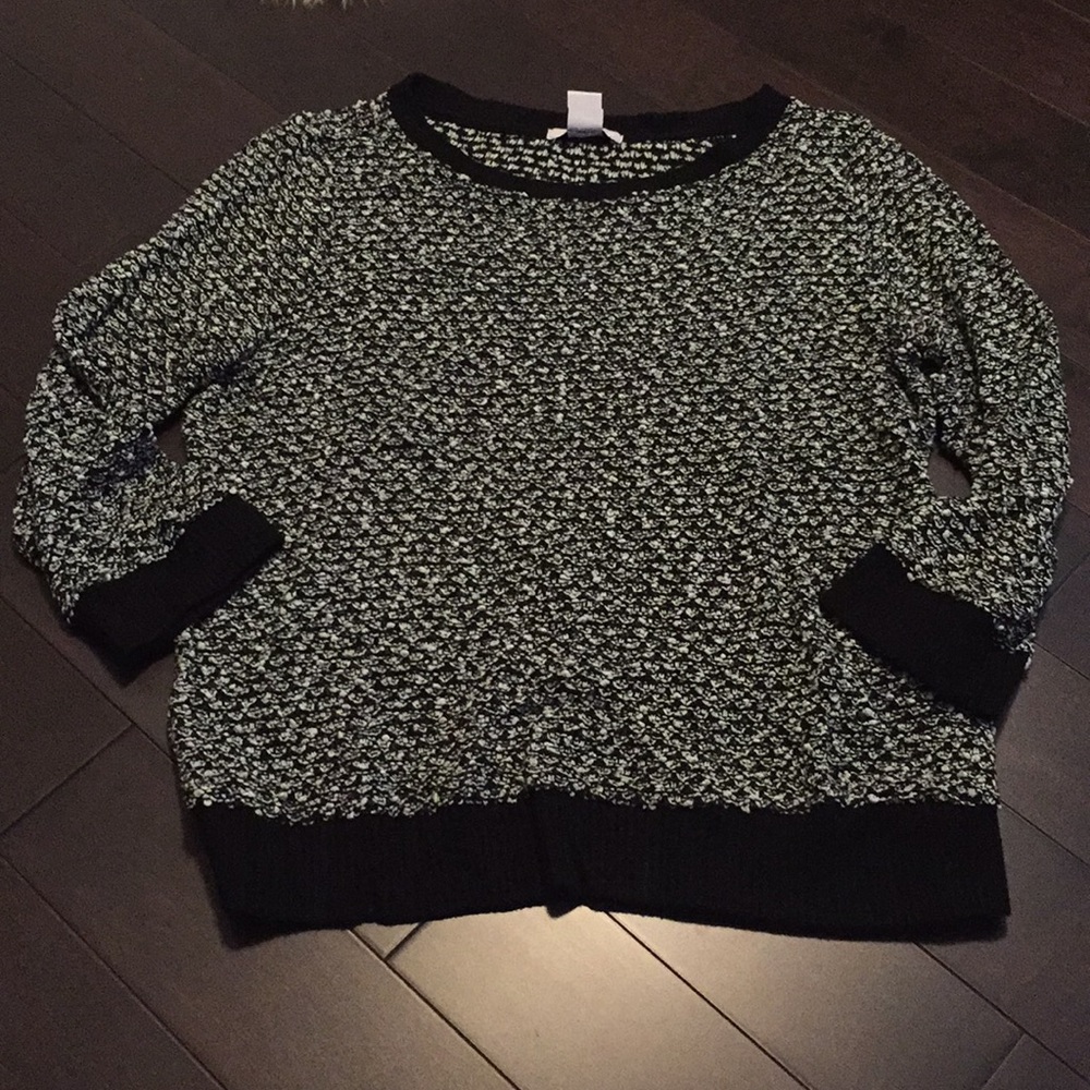 Bar III Black and White Marled Textured Sweater